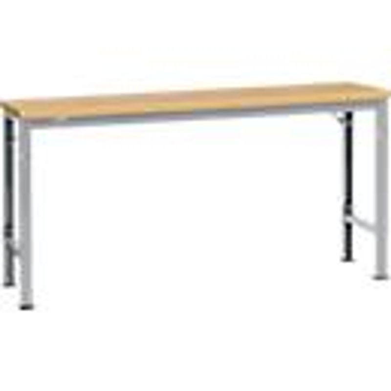 Manuflex Arbeits-Grundtisch UNIVERSAL Spezial mit Multiplexplatte, Alusilber, B/T/H: 175 x 80 x 72,2-102,2 cm - Bild 2