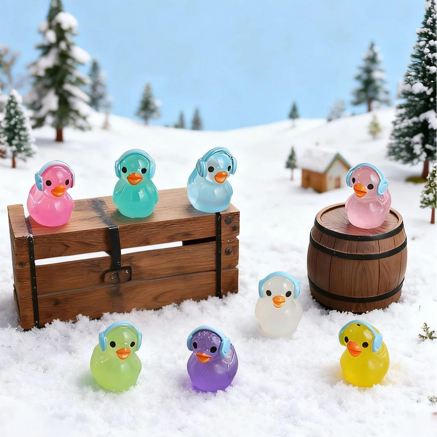 Leuchtende Ente mit Kopfhörern von Yiran Toy als bunte Harz-Dekoration für deinen Feengarten - Bild 2