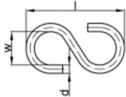 TOOLCRAFT S-Haken 25mm aus Stahl, galvanisch verzinkt, Silber, 100 Stück - Bild 1