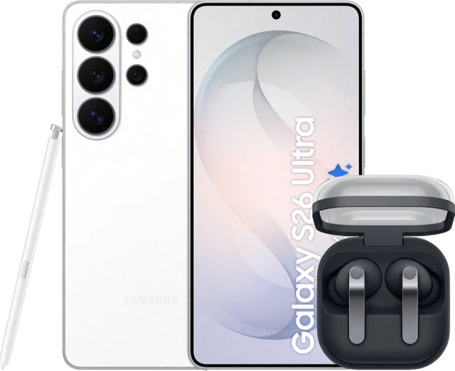 Samsung Galaxy S26 Ultra 512GB Weiß 5G und Samsung Galaxy Buds4 Pro Schwarz - Bild 1