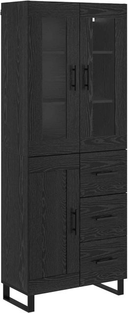 vidaXL Highboard 2-teilig in Schwarz und Eichen-Optik mit Glastüren aus Holz und Glas - Bild 1