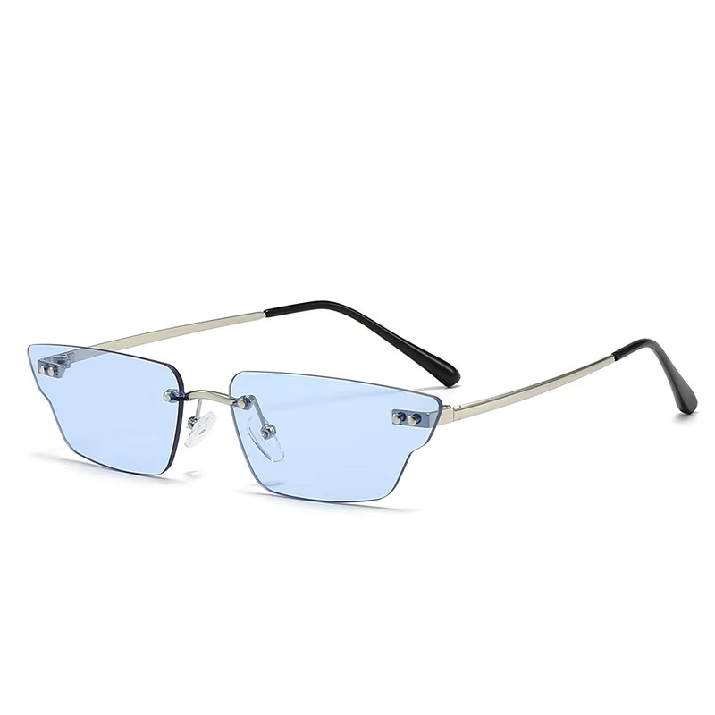 Sonnenbrille, randlos, quadratisch, Metall, blau, Unisex - Bild 2