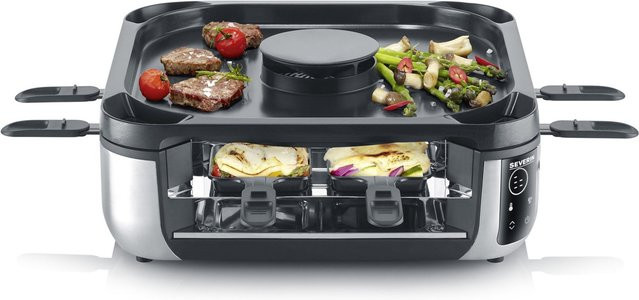 Severin Sevento RG 2379 Smokeless Raclette Grill in Schwarz mit Antihaftbeschichtung - Bild 1