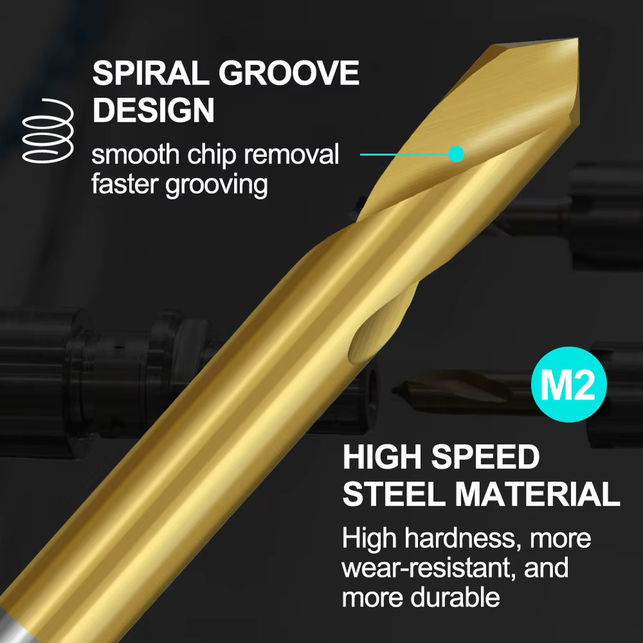 XCAN HSS 90 Grad NC-Punktbohrer Stub Spotting Location Center Drill Bit in Gold, 3–12 mm - Bild 2