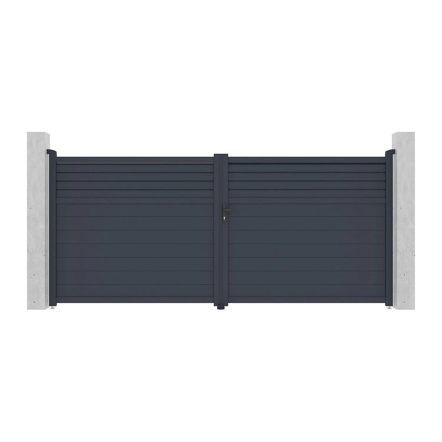 Vente-unique Flügeltor Viazo aus Aluminium in Anthrazitgrau, Breite: 392 cm - Bild 2