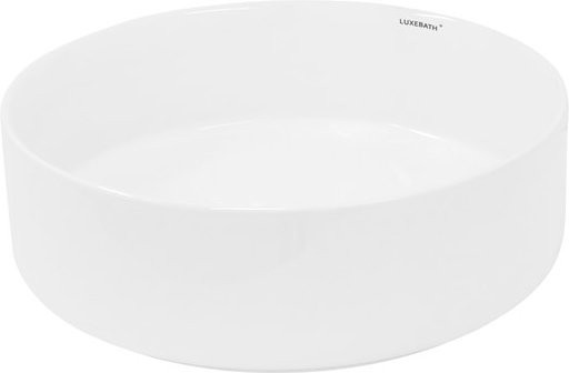 LuxeBath Rundes Keramik-Waschbecken ohne Überlauf in Weiß, Durchmesser: 35,5 cm, Höhe: 12 cm - Bild 1
