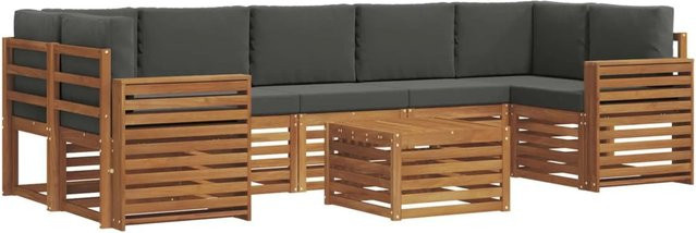vidaXL Sofagarnitur 8-teilig aus Massivholz Akazie in Natur und Anthrazit mit Polsterung und Armlehnen - Bild 1
