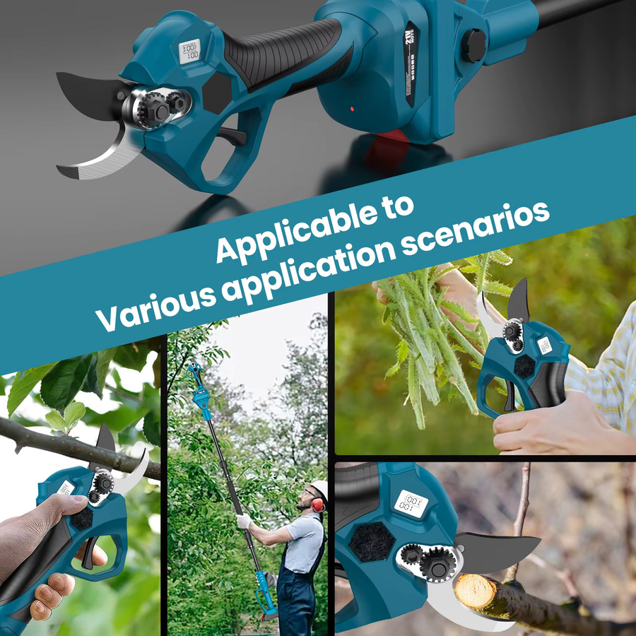 Kabellose bürstenlose elektrische Hochastschere mit 40mm Schnittkapazität und 2m Verlängerungsstange für Makita LXT Akkus, Blau - Bild 5
