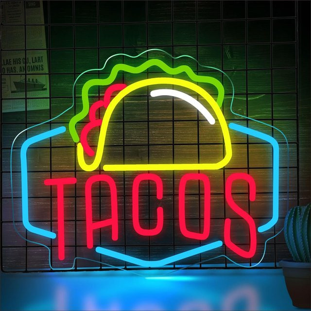 Tacos LED-Neonschild zur Wanddekoration in Multicolour mit USB-Stromversorgung - Bild 1