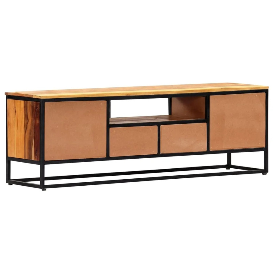 vidaXL TV-Schrank aus massivem Altholz und Stahl in Braun, B/T/H: 120 x 30 x 40 cm - Bild 2