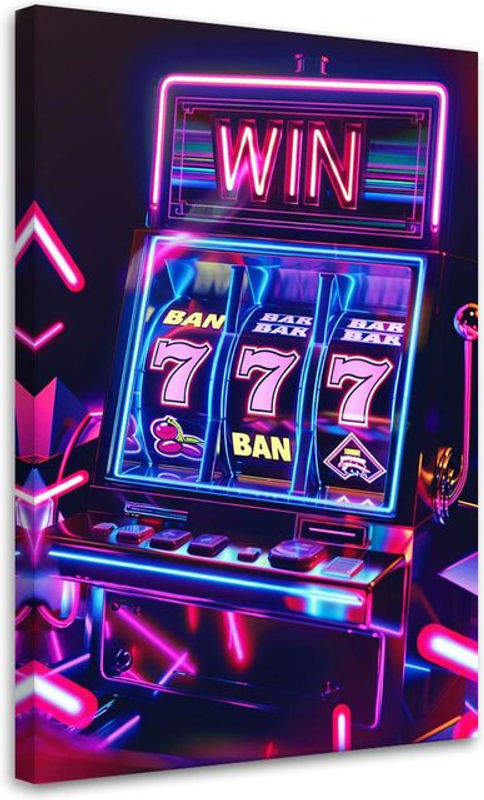Feeby Leinwandbild Casino Motiv Machine à sous Neon in mehrfarbig, Breite: 60 cm, Höhe: 40 cm - Bild 1