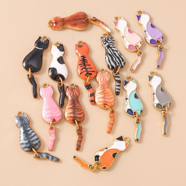 Leslie Katzen-Charms, Emaille, Bunt, 10 x 35 mm, Unisex - Bild 1