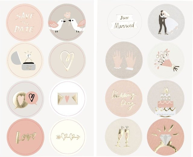 Rico Design Paper Poetry Sticker Hochzeit rund, 4 Blatt, Goldfolie - Bild 1