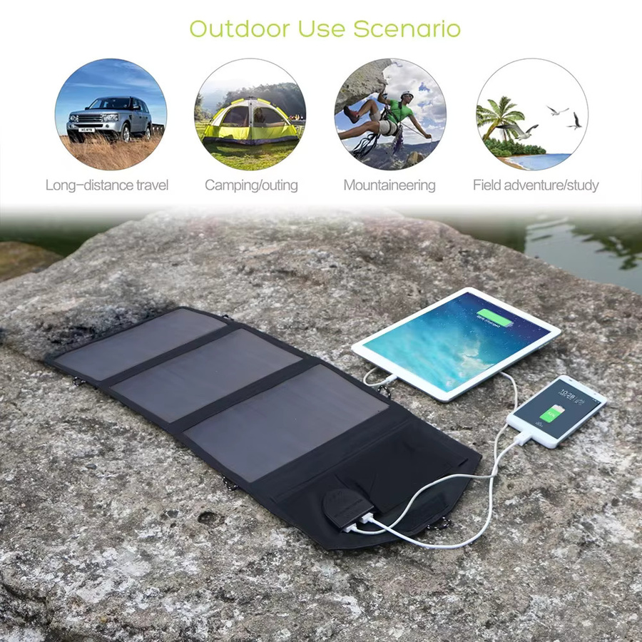 ALLPOWERS faltbares Solarpanel 21 W, tragbares Solarladegerät in Schwarz für Outdoor, Camping und Wandern - Bild 3