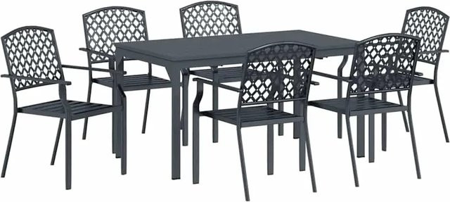vidaXL Garten Essgruppe 7-teilig aus Stahl in Anthrazit mit ausziehbarem Tisch - Bild 1