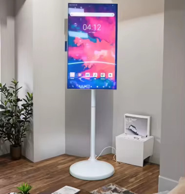Android Kiosk mit kapazitivem Touchscreen und USB-A Anschluss, schwenkbarer Bodenständer für 32-49 Zoll Displays, Farbe: Weiß - Bild 2
