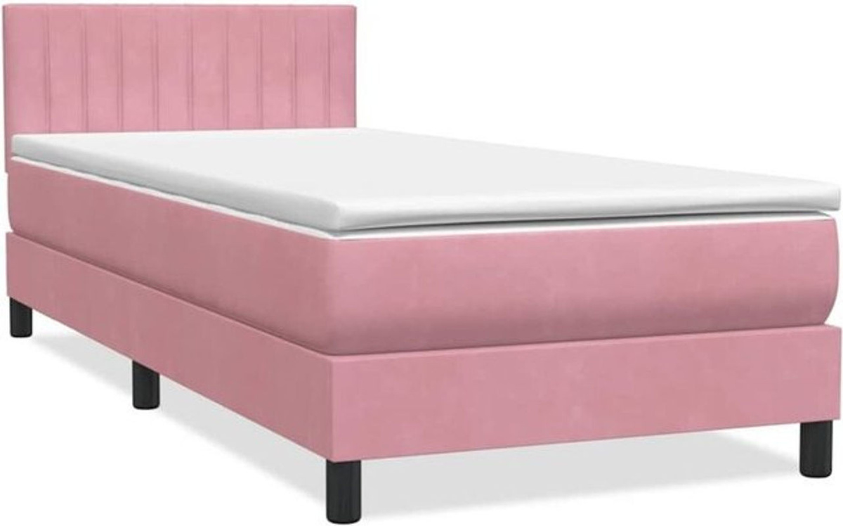 vidaxl Boxspringbett mit Matratze aus Samt in Rosa, B/T/H: 80 x 220 x 78 cm - Bild 1