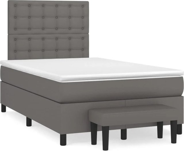 vidaXL Boxspringbett Hybrid mit Matratze und Taschenfederkern, Grau/Weiß, B/T/H: 120 x 200 x 30 cm - Bild 1