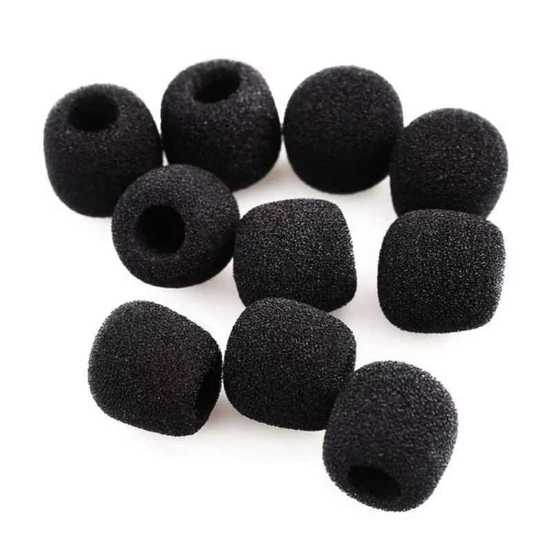 JCD 10 Stück Mini-Mikrofon-Schaumstoff-Abdeckungen in Schwarz als Ersatz-Windschutz für Headsets und Mikrofone - Bild 1