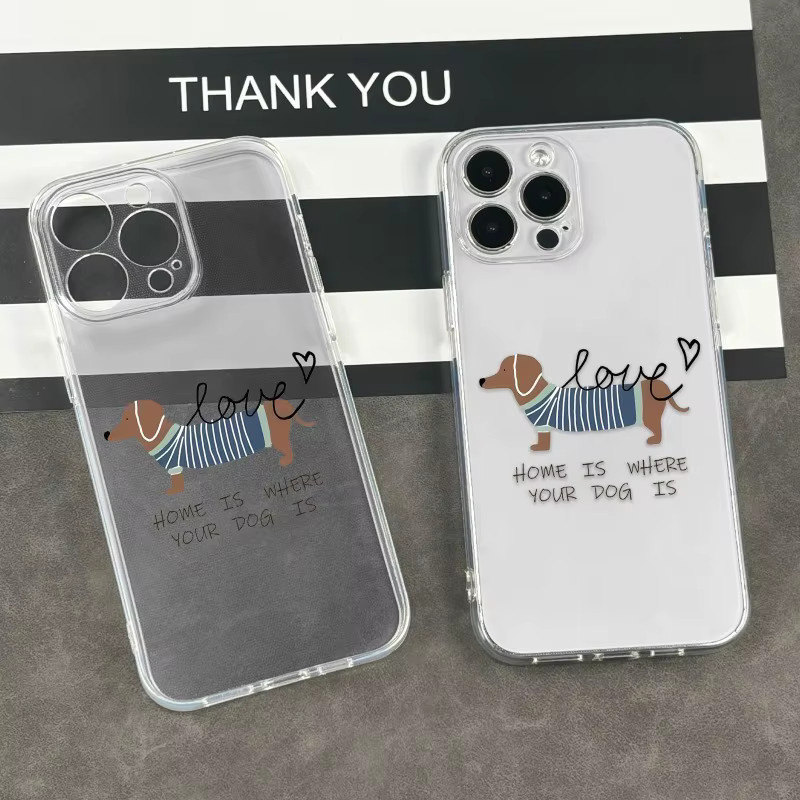 Transparente TPU-Handyhülle mit Dackel-Muster für Apple iPhone 17 16 15 14 13 12 11 Pro Max Plus Mini und XS XR X - Bild 3