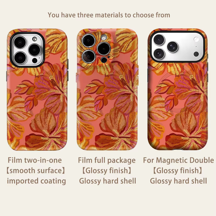 Robuste magnetische Hibiskus Handyhülle mit Sonnenuntergang-Design für iPhone 17 16 15 14 13 Pro Max Plus von Potdemiel in Multicolour - Bild 2