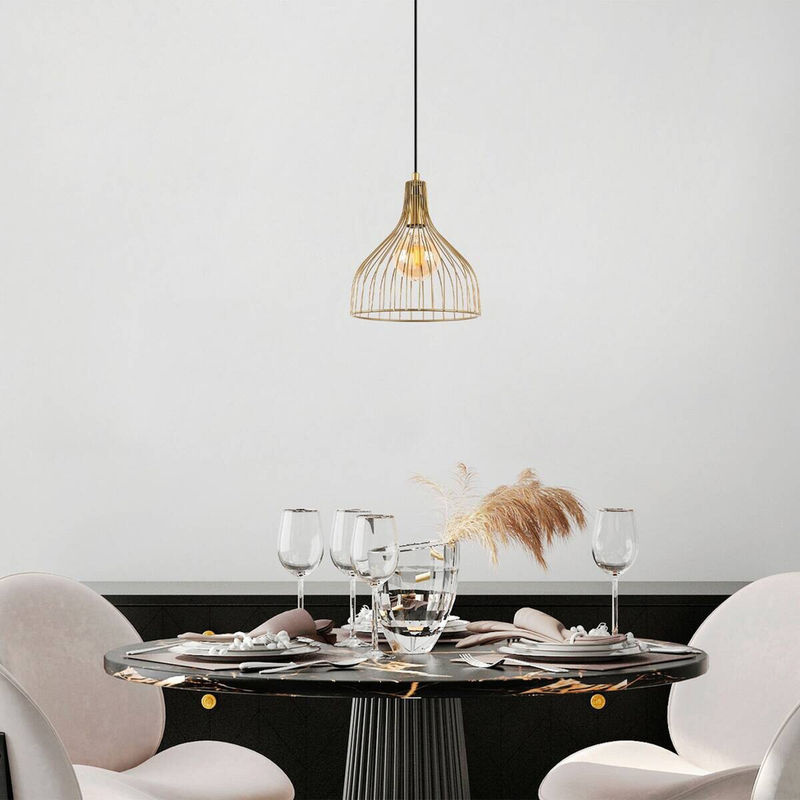 Opviq Pendelleuchte Cafu in Gold, höhenverstellbar, E27, B/T/H: 25 x 25 x 123 cm - Bild 3
