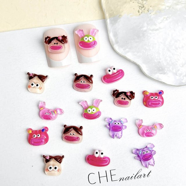 30 Stück Cartoon Harz 3D Nagel Charms, Mini Wurst Mund Nail Art Dekoration - Bild 1