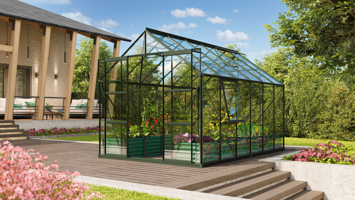Vitavia Gewächshaus Jupiter 9900 in Smaragdgrün mit 9,9 m² und ESG-Sicherheitsglas - Bild 3
