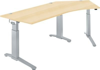 Schäfer Shop Genius Schreibtisch ERGOSTYLE S mit C-Fuß Gestell, manuell höhenverstellbar, Ahorn/weißaluminium, B: 216,5 cm, T: 80 cm, H: 67,5-89,5 cm - Bild 1