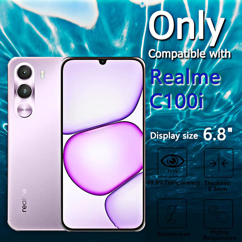 Set aus 1–4 Displayschutzfolien für Realme C100i C100 100i aus HD-Hartglas, transparent, kratzfest mit vollständiger Abdeckung - Bild 2
