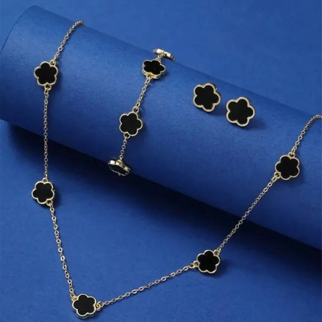 Schmuck-Set Kleeblatt, Zinklegierung, blue, Damen - Bild 1