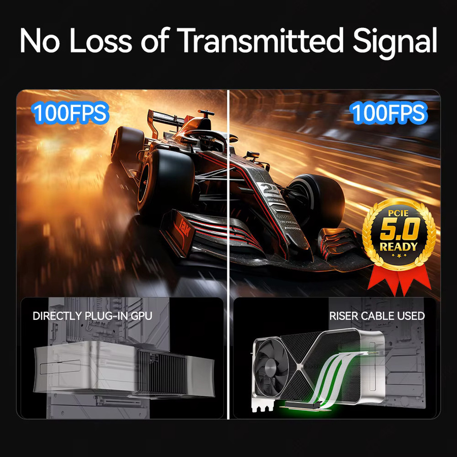 JEYI PCIe 5.0 x16 Riser-Kabel in Schwarz als flexibles Hochgeschwindigkeits-Verlängerungskabel für Grafikkarten wie RTX 5090 und RTX 5080 - Bild 5