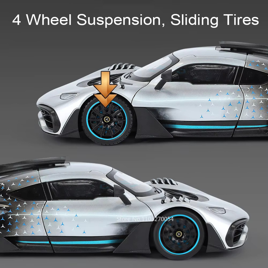 RMZ city ONE GTR Sportwagen, Modell, 1:18, orange, mit Sound und Licht - Bild 3