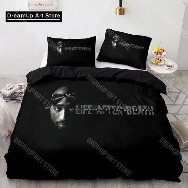 2Pac Tupac Amaru Shakur Bettwäsche-Set mit Motiv, Farbe: Schwarz, B/H: 140 x 210 cm - Bild 1