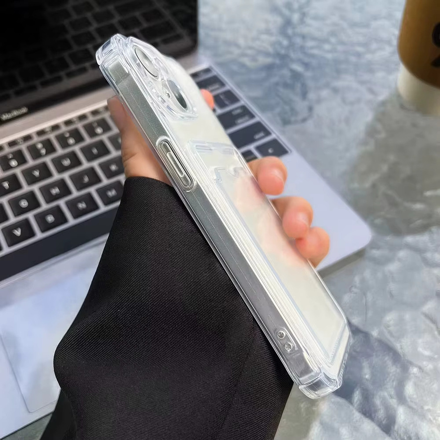 Stoßfeste TPU-Schutzhülle mit Kartenhalter für Apple iPhone in Transparent - Bild 3