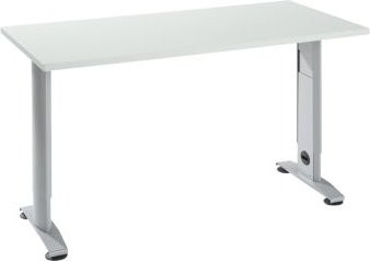 Schäfer Shop Select Home Office Tisch Login mit C-Fuß, höhenverstellbar, Breite: 130 cm, Tiefe: 65 cm, Farbe: lichtgrau/weißalu - Bild 1