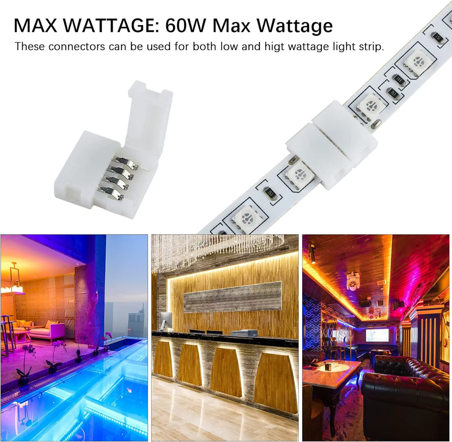 AOKIN 10er Set LED-Streifen Verbindungsklemmen in I/L/T/Kreuzform, 4-polig, weiß, lötfreier Anschluss für RGB-LED-Streifen mit 10 mm Breite - Bild 2