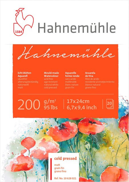 Hahnemühle Aquarellblock matt naturweiß 200g/m² 20 Blatt B: 17 cm, H: 24 cm - Bild 1