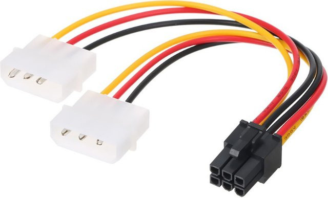 OULLX Dual 4Pin IDE Molex auf 6Pin Strom Verlängerungskabel, 17 cm, Adapter für Grafikkarte und BTC Miner PC - Bild 1