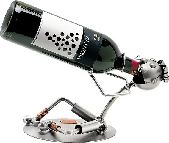 Weinflaschenhalter Schluckspecht von Hinz & Kunst aus Metall in Silber - Bild 1