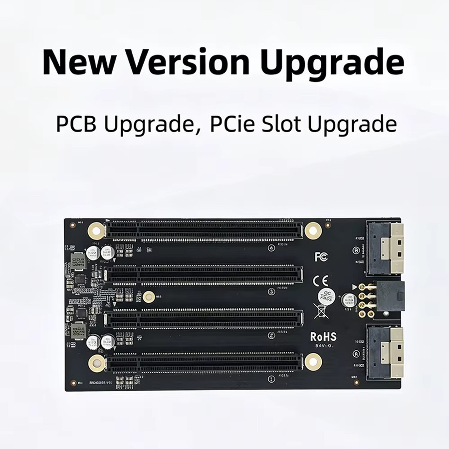 ADT-Link PCIe 4.0 x16 zu 4x PCIe x16 Gen4 Erweiterungs-Backplane-Karte mit SFF-8654 SlimSAS 8i Adapter - Bild 3