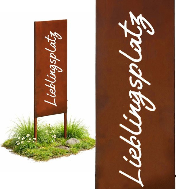 Wetterfester Gartenstecker aus Eisen von Relaxdays in Rostbraun, Höhe: 115 cm, Breite: 28 cm - Bild 1