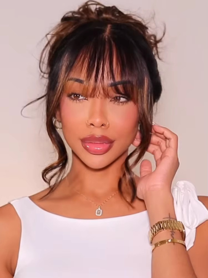 UNice Pre Everything Lace Frontal Perücke, Balayage Highlights, Loose Wave mit Pony - Bild 7