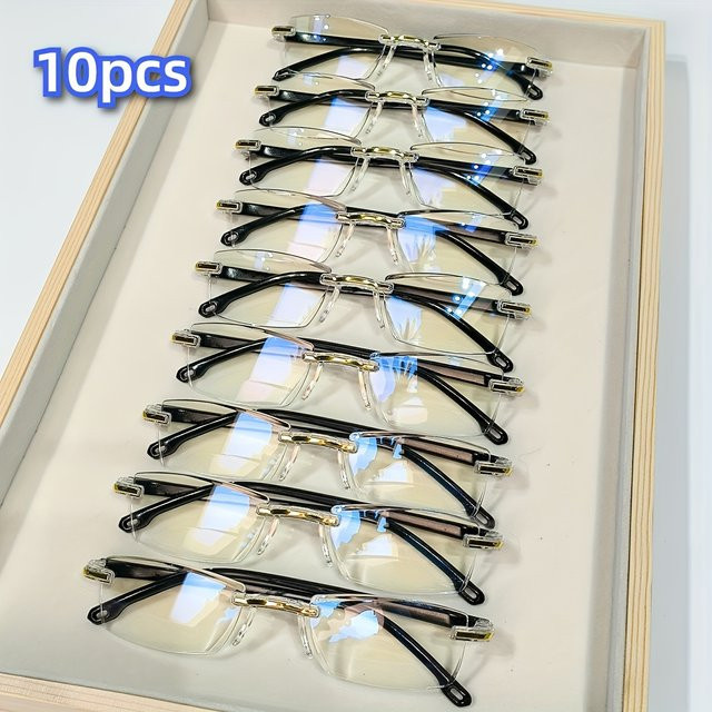 Lesebrille, randlos, rechteckig, Metall, Unisex, blaues Licht blockierend - Bild 1