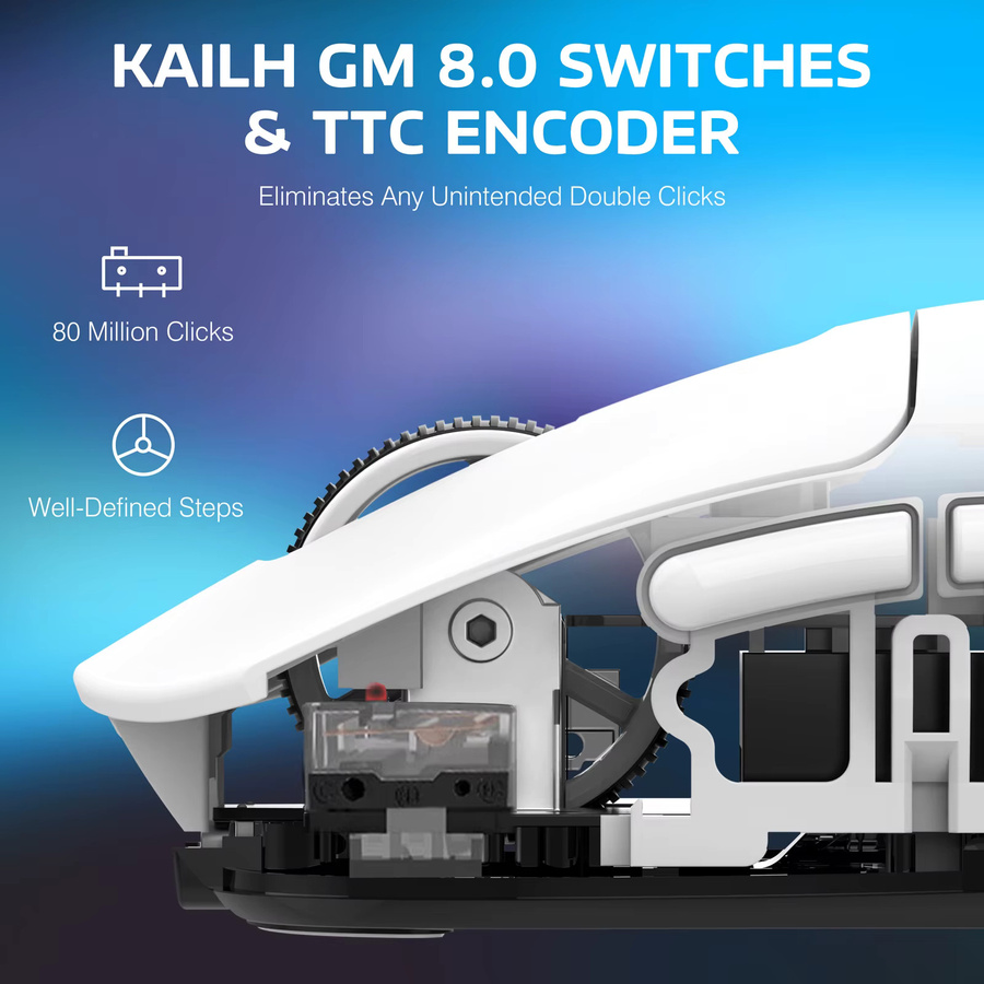 Attack Shark Angriff Hai x3 Drahtlose Gaming-Maus mit PAW3395 26k DPI optischem Sensor, ergonomisches Design mit 49g, programmierbare Tasten, Bluetooth und Wi-Fi, Farben: Weiß oder Violett - Bild 4