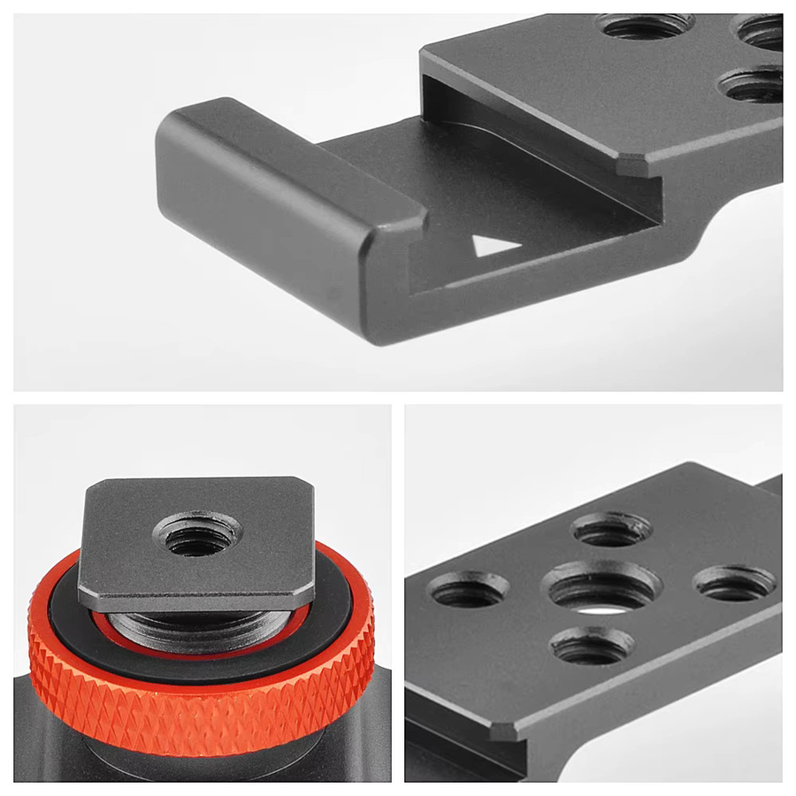 MINIFOCUS 3-in-1 Adapter für Kaltschuh-Montage mit Verlängerungsstange und Halterung für Kamera, Handy und Videoleuchte, Schwarz - Bild 3