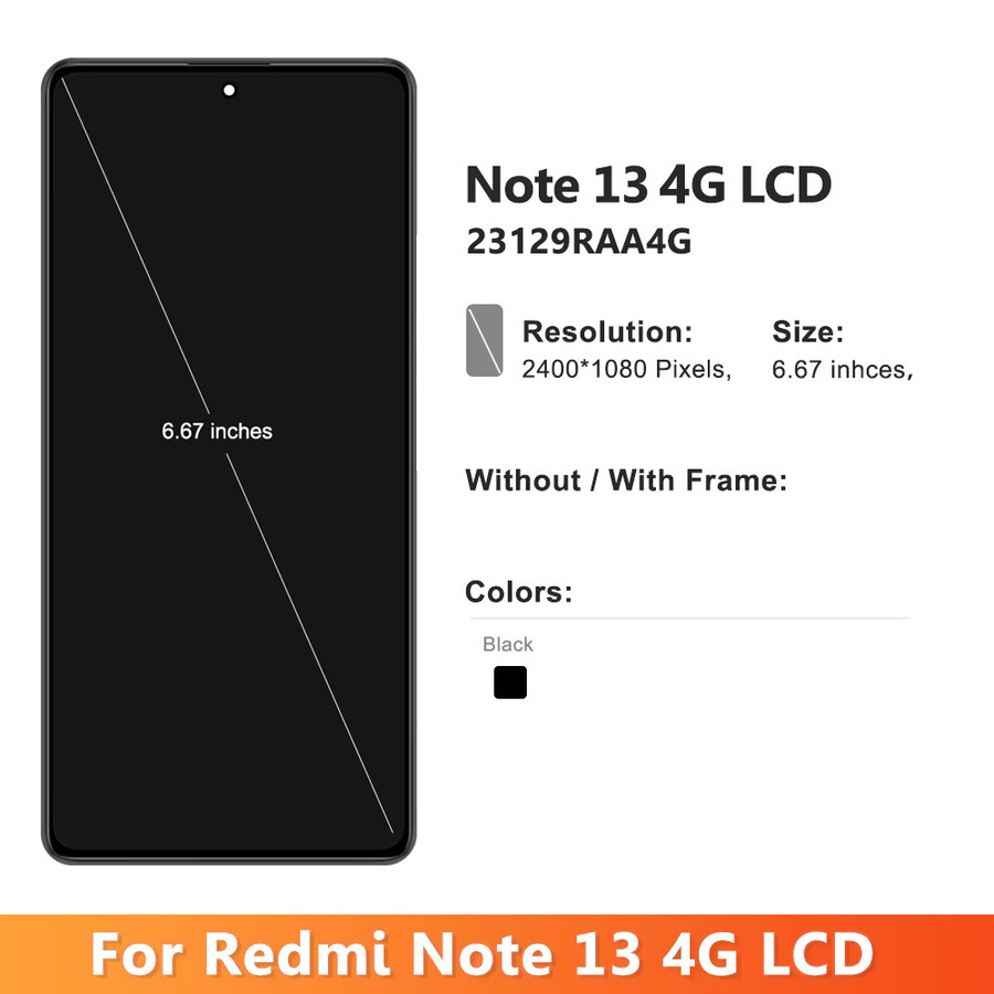 Xiaomi Redmi Note 13 4G AMOLED TFT Display mit Touchscreen und Display Frame in Schwarz, 6.67 Zoll - Bild 2