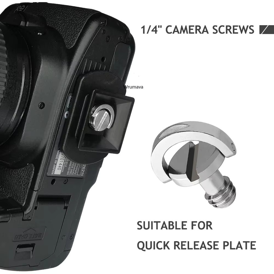 Wrumava 5er Set tragbare Metall 1/4 Zoll Kamera Schrauben mit klappbarem C-Ring Adapter für Schnellwechselplatten, Stativ und Einbeinstativ, Silber - Bild 2