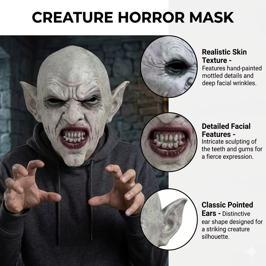 patygr Vampir Vollkopf-Cosplay-Maske, Latex, Fantasy, Zubehör - Bild 4