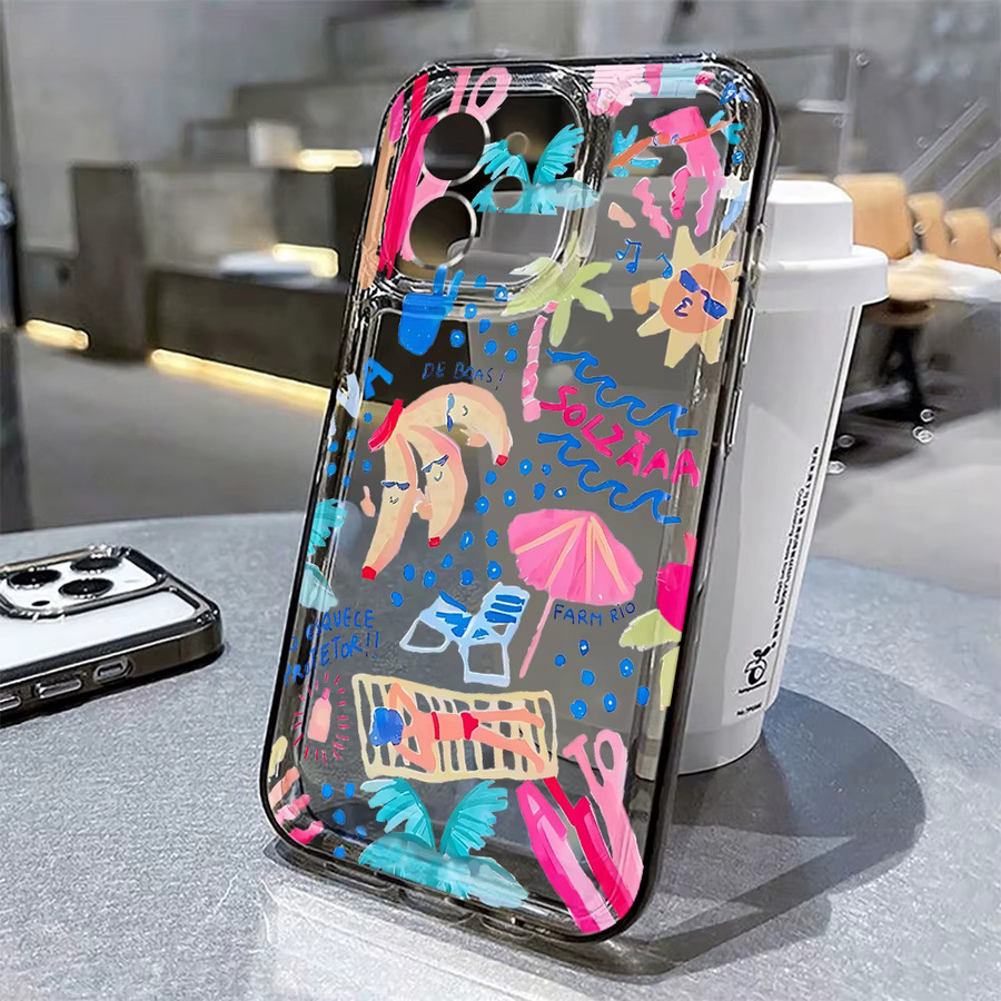 Transparente Handyhülle im tropischen Stil für Apple iPhone 17 16 15 14 13 12 11 Pro Max und Air - Bild 2